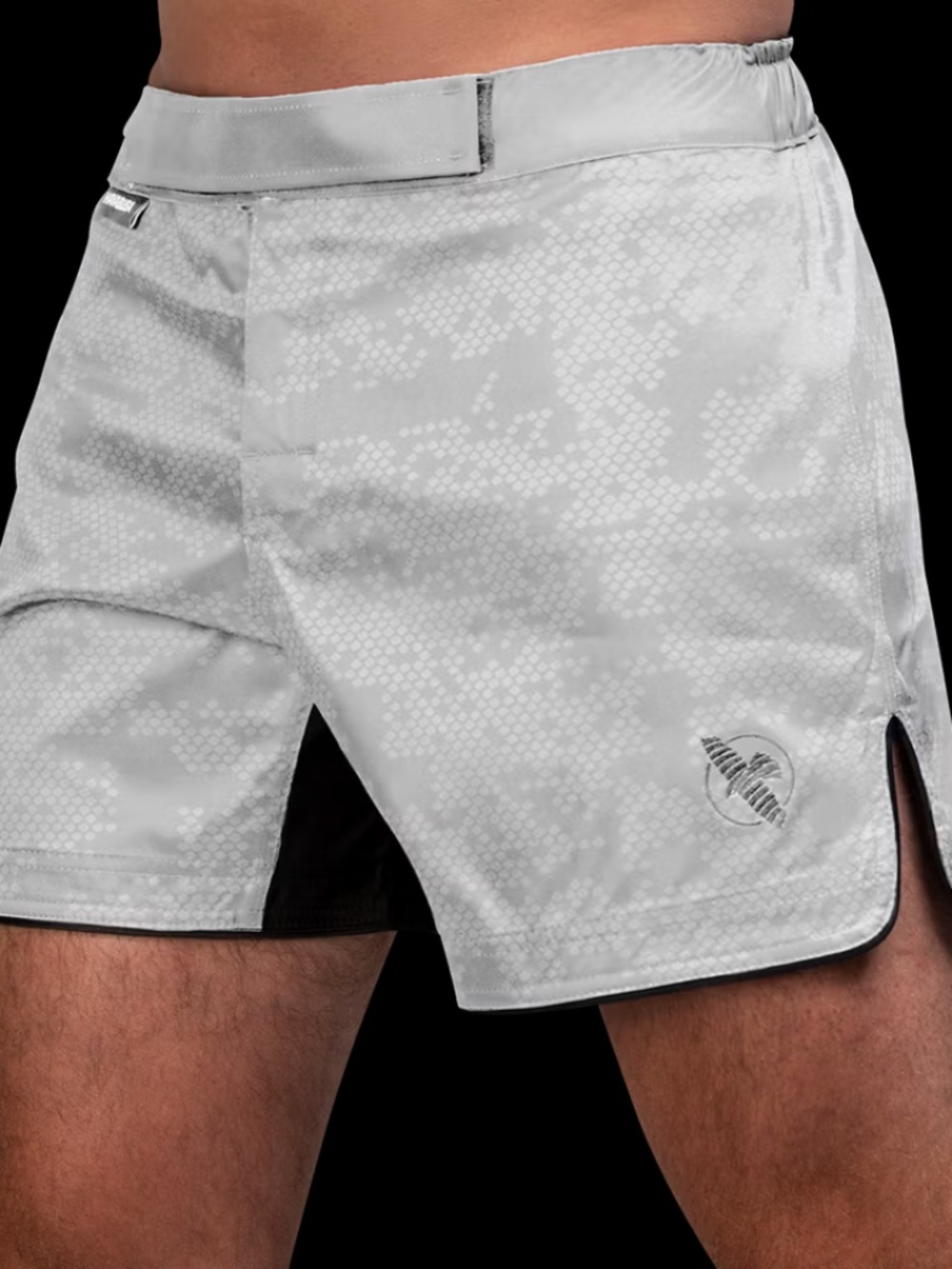 HAYABUSA HEX MID-THIGH MMA SHORTS - WHITE
